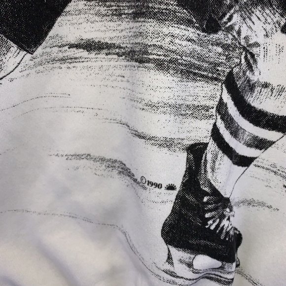 Vintage 1990s Black White Wrap Graphic Hockey Sweatshirt Mens XL Center Star USA - Picture 10 of 11